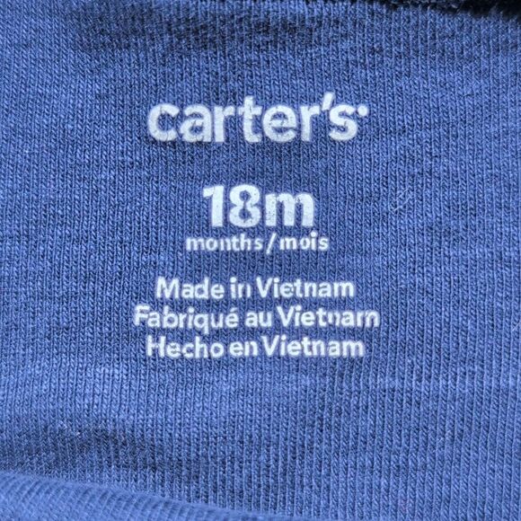 Carter's 18 Month Sparkle Saurus Long Sleeve Blue Onesie Bodysuit - Picture 3 of 9